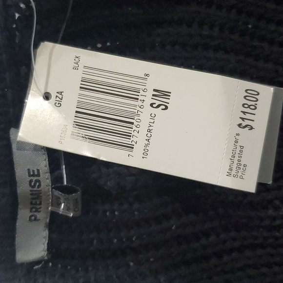 Premise nwt giza black knit open side sweater kangaroo pocket - Picture 5 of 6